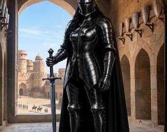 Custom Gothic Black Knight Armor Suit – Full Body Medieval Cosplay Gear