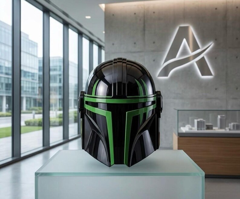 Casque de chasseur de primes de science-fiction | Heaume de mercenaire en acier fabriqué à la main | Armure de guerrier cyberpunk pour GN cosplay | Casque portable Galactic Knight Black green