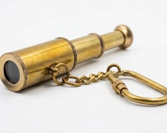 Solid Brass Pocket Telescope Keychain | Working Spyglass, Nautical Steampunk Charm