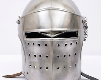 Handcrafted Steel Knight Helmet | Medieval Crusader Armor for Cosplay, Reenactment