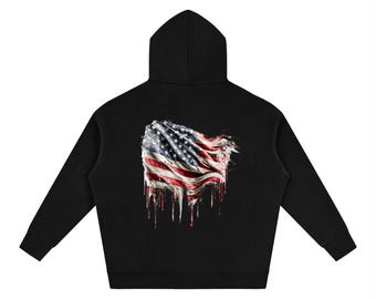 American Flag-Oversize Fleeced Hoodie