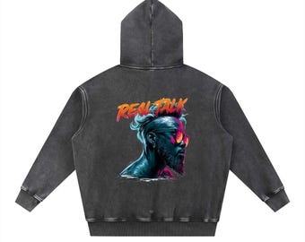 Urban Street- Real Talk-Snow Wash Fleece Oversize Hoodie