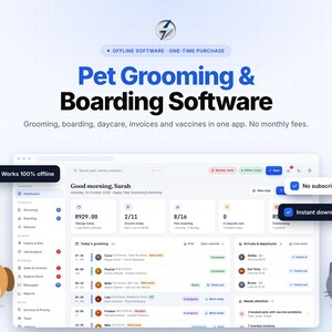 Pet Grooming & Boarding Software, Dog Grooming Salon Booking App, Kennel, Daycare Management, Offline Business Planner