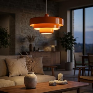 70s hanging lamp orange - Etsy 日本