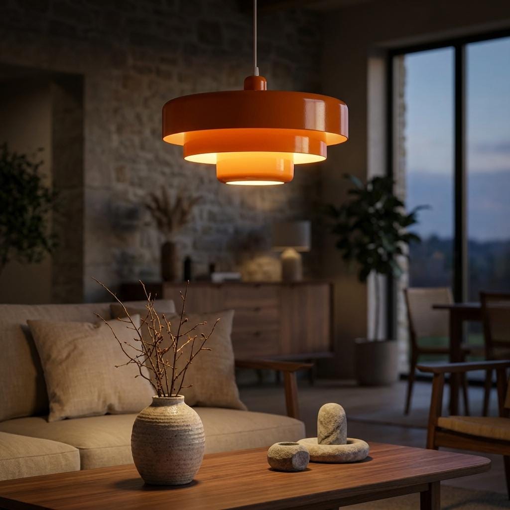 70s hanging lamp orange - Etsy 日本