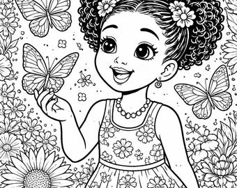 Butterflies, Kids, and Family Coloring Book (pages) (sheets), Digital Download (PDF)