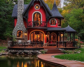 Victorian Homes, Gothic Mansion, and more.   Coloring Book (pages) (sheets), Digital Download (PDF)
