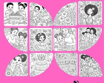 Butterflies, Kids, and Family Coloring Book (pages) (sheets), Digital Download (PDF)