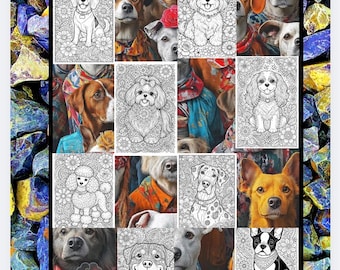 Libro para colorear para adultos amantes de los perros, más de 50 ilustraciones (descarga digital en PDF)