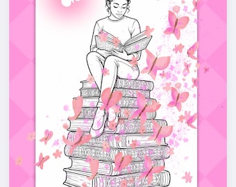 Urban Black Book Lovers Club Adult Coloring Book Pages (Sheets) Instant Digital Download (PDF)