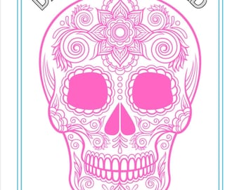 Day of the Dead Coloring Book Pages (Sheet), Digital Download (PDF)