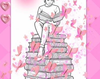 Páginas para colorear para adultos del Urban Black Book Lovers Club (hojas) Descarga digital instantánea (PDF)