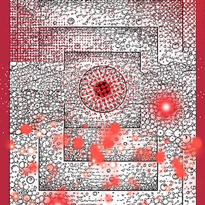 Série d'œuvres d'art « Obsession des corps flottants oculaires », POINT ROUGE n° 1, Abstrait, Téléchargement numérique (PDF), 16 x 20