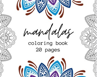 Mandala rond rond à colorier - Coloriages pour adultes (feuilles) Téléchargement instantané (PDF)