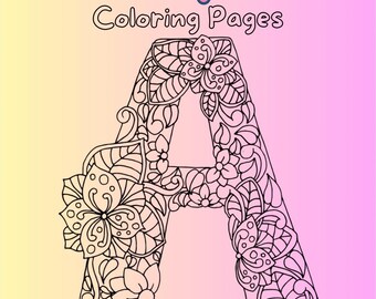Coloriage de l'alphabet foral (feuilles) à téléchargement immédiat (PDF)