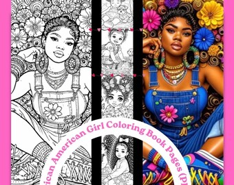 Retratos de personajes de niñas afroamericanas (negras), descarga digital instantánea (PDF)