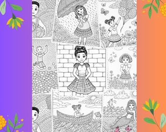 Character Portrait Illustration Coloring Book Pages (Sheets) Instant Digital Download (PDF)