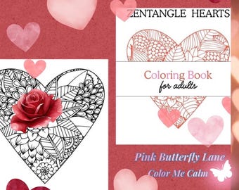Dibujos para colorear de corazones románticos para el Día de San Valentín (hojas) - Descarga digital instantánea (PDF)