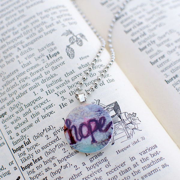 HOPE Mixed Media Art Print Necklace