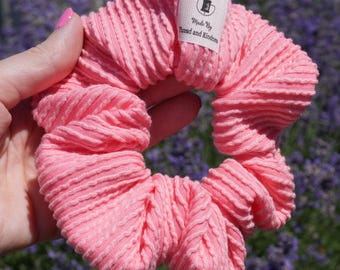 Everyday Knit Scrunchie, Handmade Ribbed Hair Scrunchie, Soft Stretch Hair Tie, Fabric Scrunchie for Medium to Thick Hair, Gift for Her