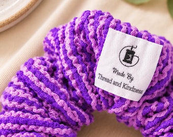 Purple Rib Knit Scrunchie, Gentle Hair Tie for Women, Soft Ponytail Holder, Stocking Stuffer for Her
