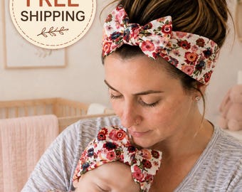 Floral Baby Headband | Mommy and Me Matching Headband | Baby Headwrap | Baby Girl Headband | Newborn Headband | Newborn Photography Headband