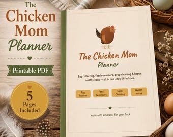 Chicken Mom Planner Printable Backyard Chicken Planner Egg Collection Tracker Coop Cleaning Digital Download PDF