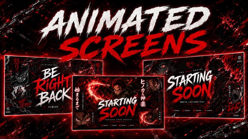 Rage Anime Stream Overlay Pack Animated | Demon Sly / Twitch Screens ...