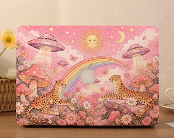 Coque rigide mate psychédélique Paradise pour MacBook, MacBook Neo A3404, MacBook Air 13 et 15 pouces (2026), MacBook Pro 14 et 16 pouces, MacBook M4 et M5. Cadeau idéal pour elle.