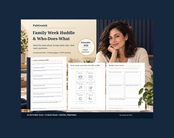 Family Week Huddle & Who-Does-What | Family Meeting, Weekly Event Owners and Transport Planner, Printable PDF