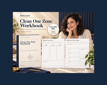 Clean One Zone Workbook | Printable Cleaning Routine Planner, Pause and Resume Checklist, 16-Page PDF