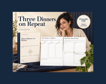 Three Dinners on Repeat Planner | Meal Planning, Grocery Gaps (PDF)