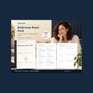 Bathroom Reset Pack | Printable Cleaning Cards, Supply Map (Digital Download)