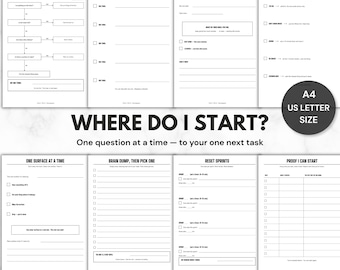 ADHD Where to Start Cleaning, Task Paralysis Help, Cant Start Planner Printable, One Task Decision Guide, Overwhelm, Undated Checklist