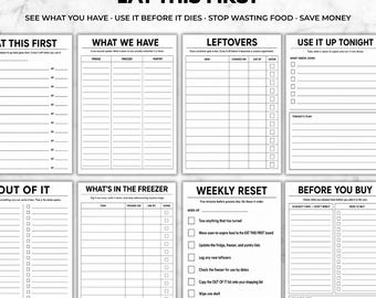 Printbare koelkastinventaris, tracker voor voedselverspilling, keukenorganisatie (A4-formaat)