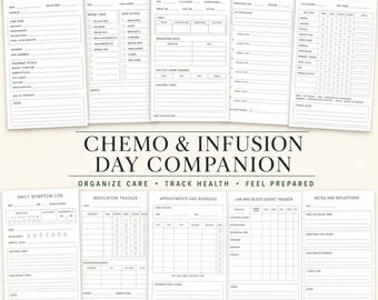 Chemo Planner Printable, Infusion Day Companion, Cancer Treatment & Side Effect Tracker, Medication Log, Oncology Appointment Journal PDF