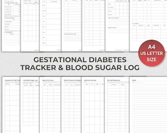 Gestational Diabetes Tracker Printable, Blood Sugar & Meal Log, Fasting and Post-Meal Glucose Chart, Carb Counting Journal, Instant Download