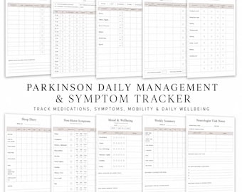 Parkinsons Symptom Tracker Printable, Parkinson's Medication Log & On Off Time Journal, Tremor Diary, Neurologist Visit Prep, Caregiver PDF