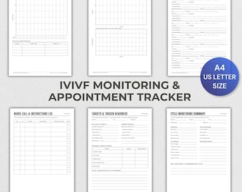 IVF Monitoring Tracker Printable, Appointment & Bloodwork Log, Follicle, Lining and Estrogen Log, Ultrasound Scan Log, Instant Download