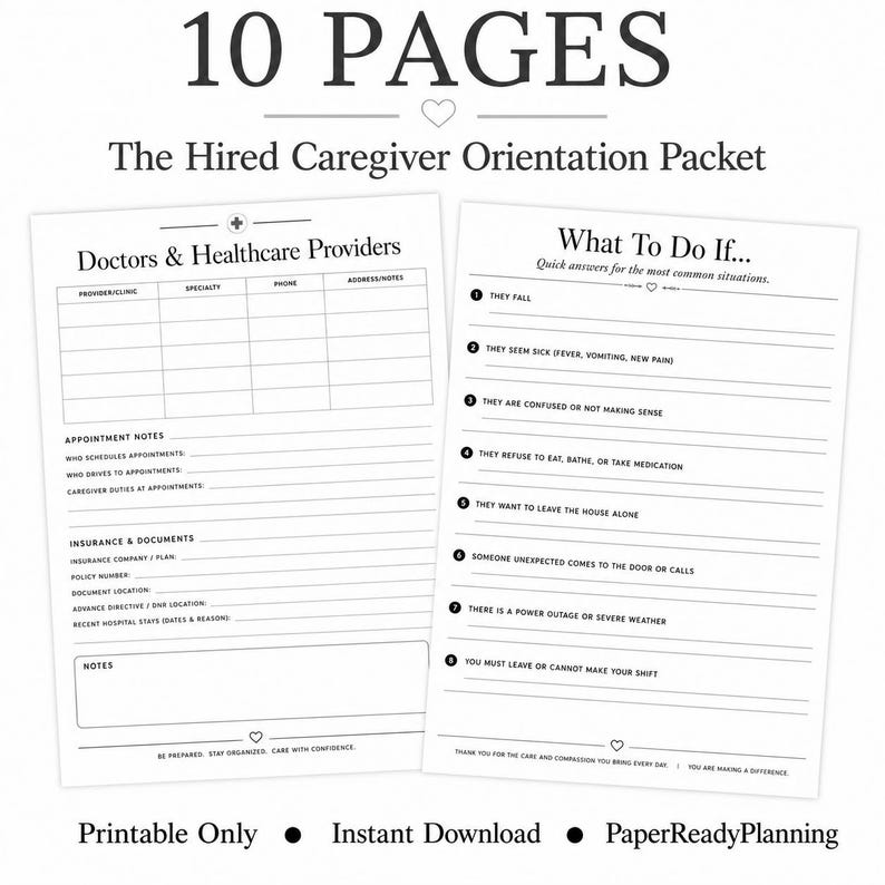 Caregiver Binder Printable, Hired Caregiver Orientation Packet, Aging Parent Care Planner, Elderly Home Care Instructions, Senior Care PDF image 7