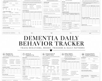 Dementia Daily Behaviour Tracker Printable | Alzheimer's Caregiver Planner PDF | Aging Parent Care Planner | Memory Care Journal