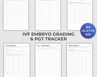 IVF Embryo Grading Tracker Printable, PGT Results Log, Blastocyst Grade & Fertilization Chart, Frozen Embryo Roster, Instant Download
