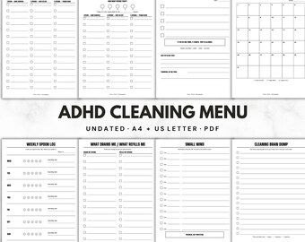 ADHD Cleaning Checklist by Energy Level, Low Spoons Cleaning Planner, Spoonie Chronic Illness Printable, Undated A4 + US Letter