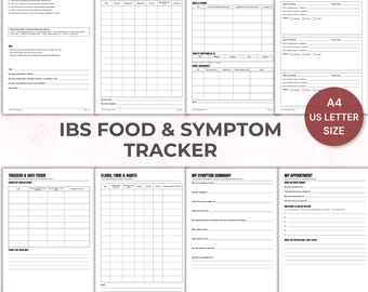 IBS Food & Symptom Diary Printable, Trigger, Bristol Bowel Log, Low FODMAP Tracker for Gastroenterologist, Instant Download PDF