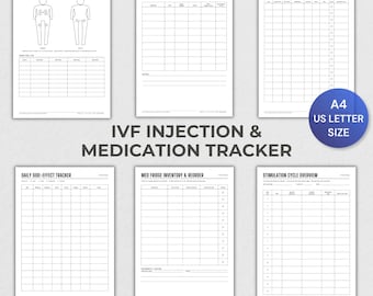 IVF Injection Tracker Printable, Medication Log, IVF Planner, Injection Site Rotation Chart, Stimulation Tracker, Instant Download PDF