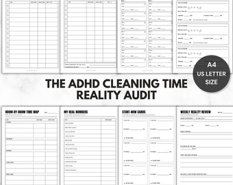 ADHD Time Blindness Cleaning Log — Cleaning Time Tracker, Guess vs Actual Task Duration Audit, How Long to Clean, Printable Planner PDF