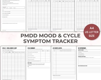 PMDD Tracker Printable 2 Month, PMDD Symptom Tracker for Diagnosis, Daily Mood & Period Log, Doctor Appointment Prep, Instant Download