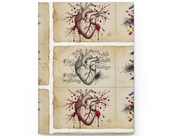 Anatomisches Herz Journal | Surreales Kunst Matte Hardcover Notizbuch | Dunkler Academia-Stil