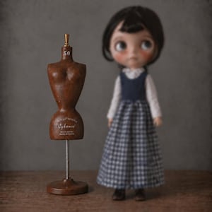 1/6 Dollhouse Mini  Wooden Dress Form Mannequin Set for Blythe , French  Sewing display& Folding Screen Divider Diorama for Barbie dollhouse