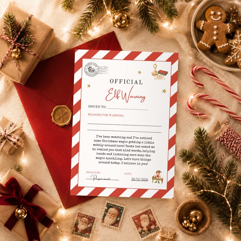 Elf Warning Letter Printable, Official Santa Warning Note, Bad Behavior ...